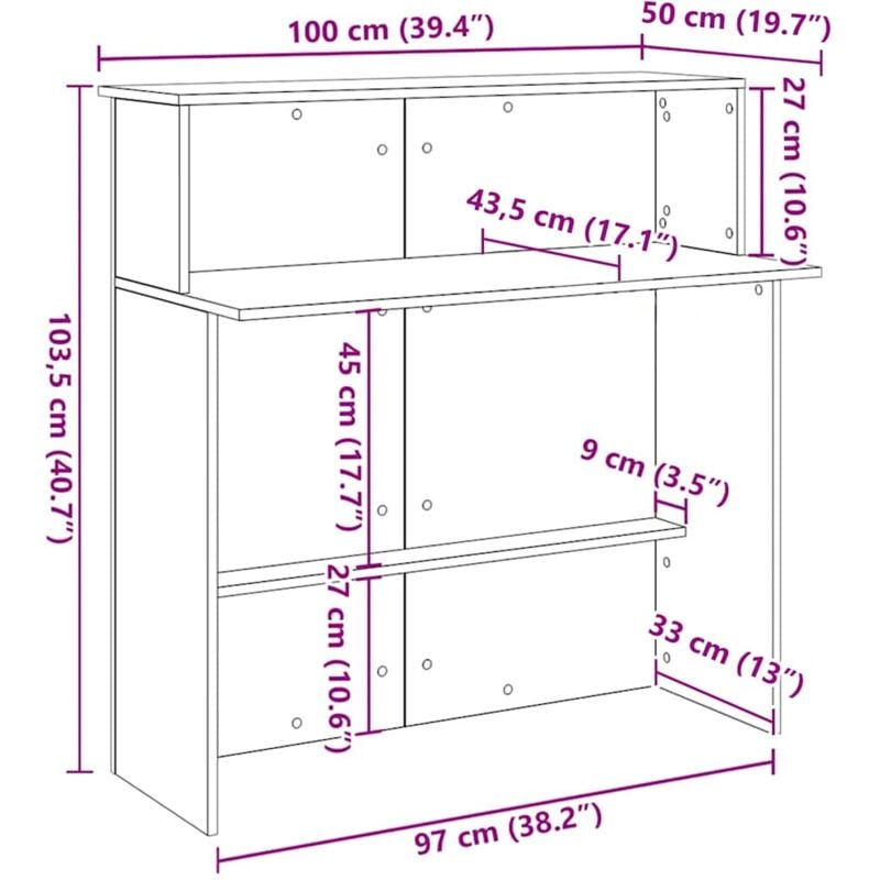 Bureau Noir 100x50x75 Cm Bois D'ingénierie Et Fer