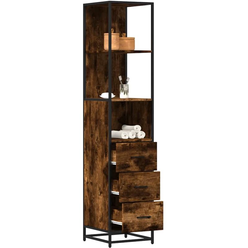 vidaXL Armoire de salle de bain chêne fumé 35x37,5x166 cm