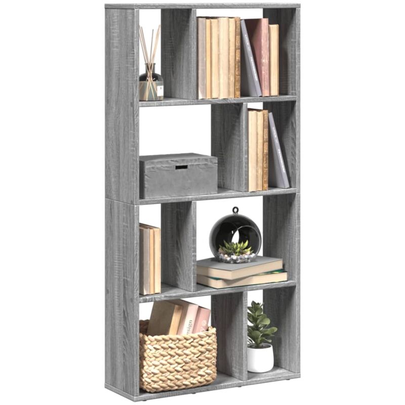 Bibliothèque / Étagère En Bois D'Ingénierie Blanc - Dimensions 60x20x120 Cm - 8 Compartiments - Charge 80 Kg - 8