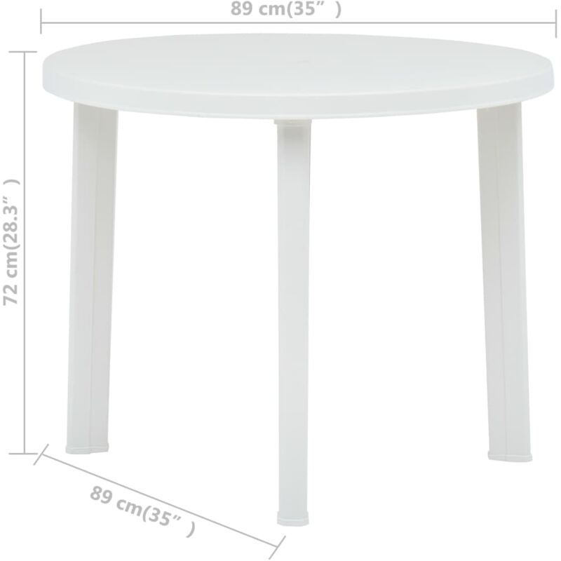 Vidaxl table de jardin blanc 89 cm plastique VIDAXL Pas Cher