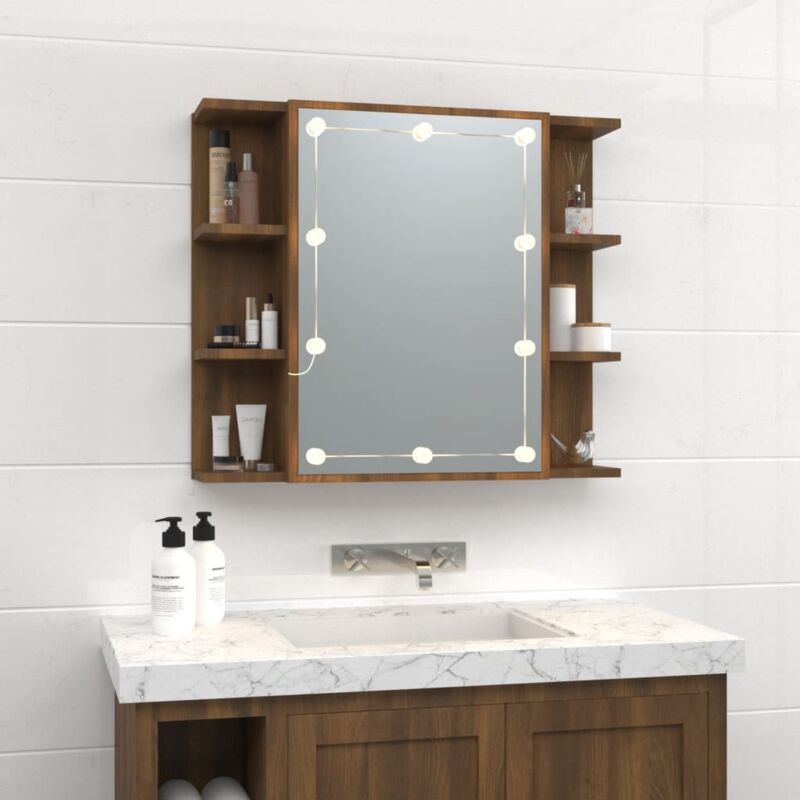 Armoire à miroir de salle de bain LED Blanc 80x15x60 cm MDF vidaXL