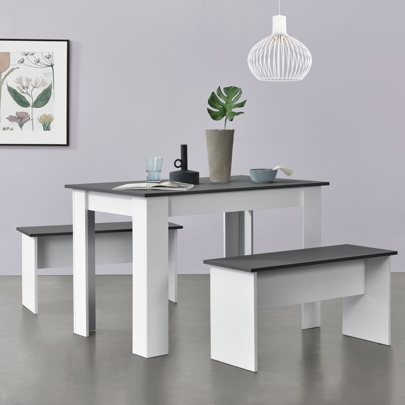 Ensemble salle à manger moderne lorenzo - table blanche + 4 chaises grises  - design scandinave LIFE INTERIORS