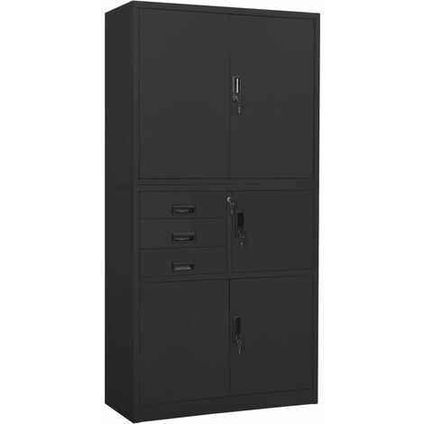 Armoire de bureau 90x40x180 cm en acier avec portes et compartiments différentes couleurs Couleur : Anthracite (1/5)