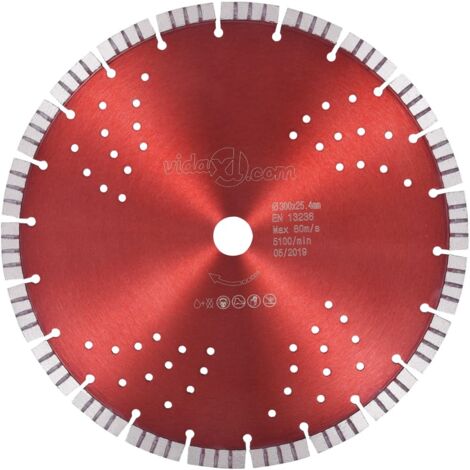 Vidaxl – Disque diamant pour meuleuse 300 mm – Turbo et trous pour coupe béton, granit, brique – Acier haute qualité – Coupe humide et sèche (1/4)
