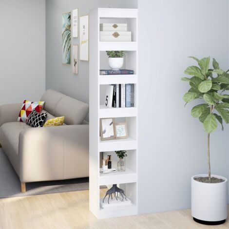 Vidaxl – Bibliothèque blanche 40x30x198 cm – 5 étagères – Design élégant pour rangement et séparation d'espace – Facile à nettoyer
