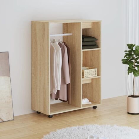 Vidaxl – Garde-robe chêne sonoma 80x40x110 cm – Aggloméré durable – Compartiment ouvert et tablettes latérales – Roues pour déplacement facile - vidaXL496868