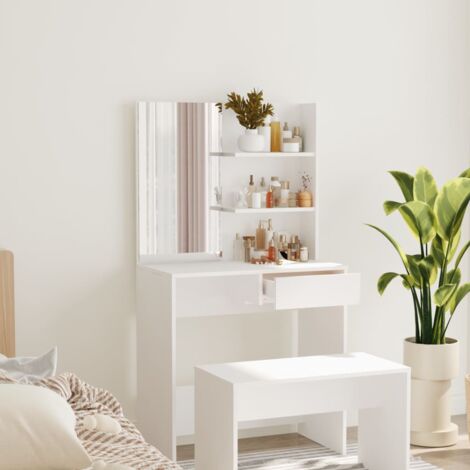 Vidaxl – Coiffeuse enfant avec miroir – Bois d'ingénierie blanc – Dimensions 74,5x40x141 cm – Grand espace de rangement et design moderne (1/5)
