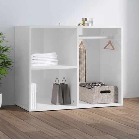 Vidaxl – Armoire de dressing blanc brillant 80x40x65cm – Bois d'ingénierie – Fixation murale incluse – Design moderne et fonctionnel