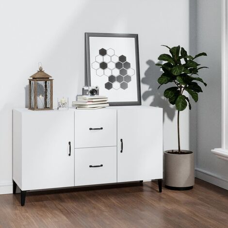 Vidaxl – Buffet blanc 100x36x60 cm en bois d'ingénierie – 2 portes et 2 tiroirs – Résistance à l'humidité – Design élégant pour intérieur