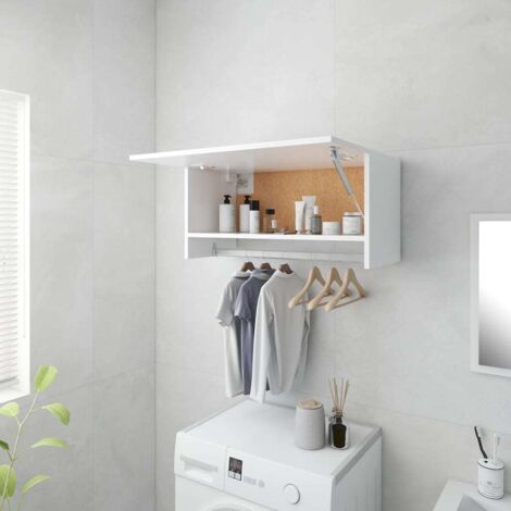 Vidaxl – Garde-robe blanche 70x32,5x35 cm – Bois d'ingénierie durable – Armoire avec barre à cintres – Solution de rangement élégante
