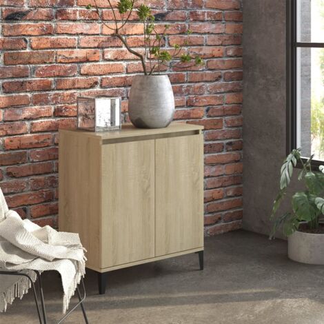 Vidaxl – Buffet industriel en bois d'ingénierie 60x35x70 cm – 2 portes – Pieds en métal – Espace de rangement pour livres et multimédia