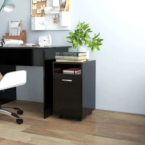vidaXL Side Cabinet with Wheels Black 33x38x60 cm Engineered Wood (1/5)