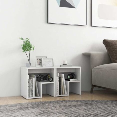 vidaXL Bed Cabinets 2 pcs White 40x30x40 cm Engineered Wood