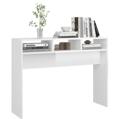 Table console Blanc brillant 105x30x80 cm Aggloméré