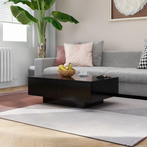 Vidaxl – Table basse fixe noire 90x60x31 cm – Bois d'ingénierie aggloméré – Surface stable et facile à nettoyer – Pour salon moderne