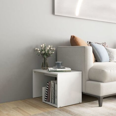 Table d'appoint blanc 59x36x38 cm bois d'ingénierie vidaXL
