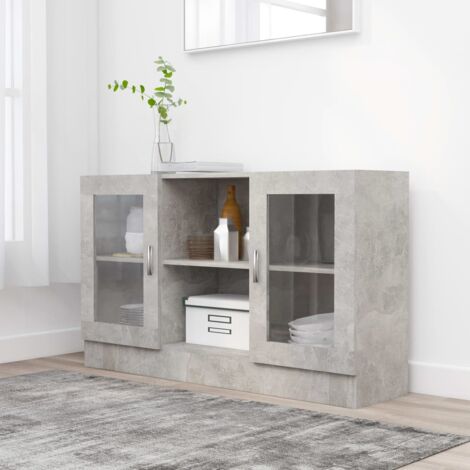 Vidaxl – Vitrine buffet en bois d'ingénierie 120x30.5x70 cm – Couleur gris béton – 2 portes – Espace de rangement pour livres et objets décoratifs