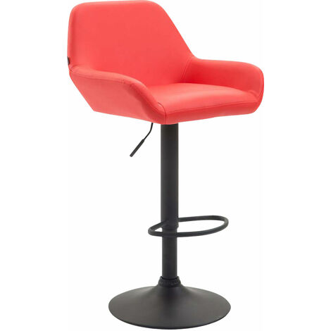 Tabouret de bar Braga similicuir avec pied en métal Rouge Noir