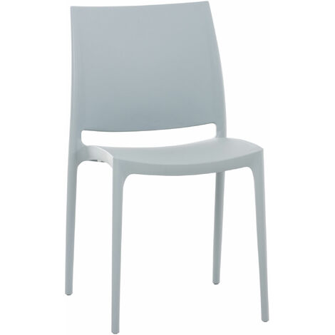 CLP – Chaise pliante empilable en polypropylène gris clair – Résistante aux UV et à l'eau – Hauteur d'assise 45 cm – Pour espaces extérieurs (1/7)