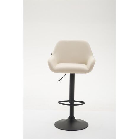 CLP – Tabouret de bar en similicuir crème et noir – Hauteur réglable 89-109 cm – Siège pivotant 360° – Base métal noir mat