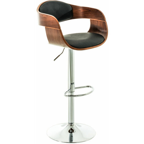 CLP – Tabouret de bar pivotant en cuir écologique et bois – Hauteur réglable 63-77 cm – Piètement métal chromé – Confort optimal pour cuisine et bar