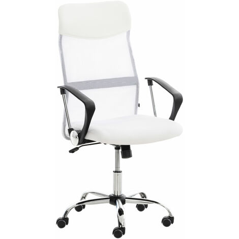 CLP – Chaise de bureau Washington – Rembourrage en maille respirante – Réglable 47-55 cm – Cadre en métal chromé – Accoudoirs confortables