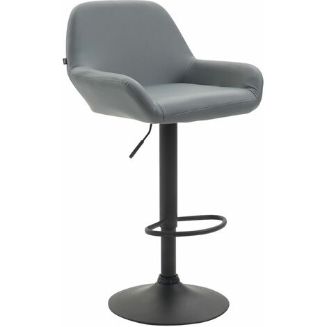 Tabouret de bar Braga similicuir avec pied en métal Gris Noir
