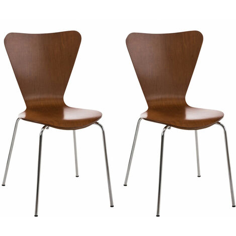 Chaise de salle à manger ensemble 2 pcs empilables en bois et en métal différentes couleurs Couleur : marron (1/5)