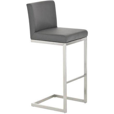 CLP – Tabouret de bar haut en similicuir gris – Hauteur assise 77 cm – Design moderne avec repose-pieds – Capacité jusqu'à 240 kg (1/5)