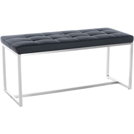 CLP – Banquette 100x40 similicuir noir – Assise en polyuréthane – Cadre en acier inoxydable – Hauteur 48 cm pour confort optimal