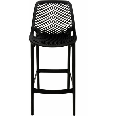 CLP – Tabouret de bar extérieur Air – Polypropylène résistant aux UV – Dossier incurvé pour confort – Charge max 160 kg – Protection de sol