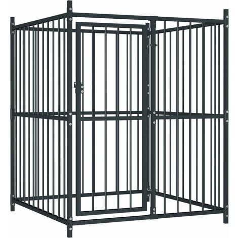 Vidaxl – Chenil extérieur pour chiens 120 x 120 x 150 cm – Acier robuste – Système de verrouillage à loquet – Espace de jeu sécurisé