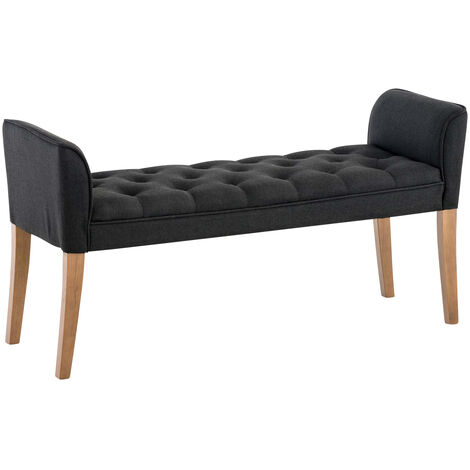 Banquette style Chersterfield Cleopatra en tissu Gris foncé Antique clair