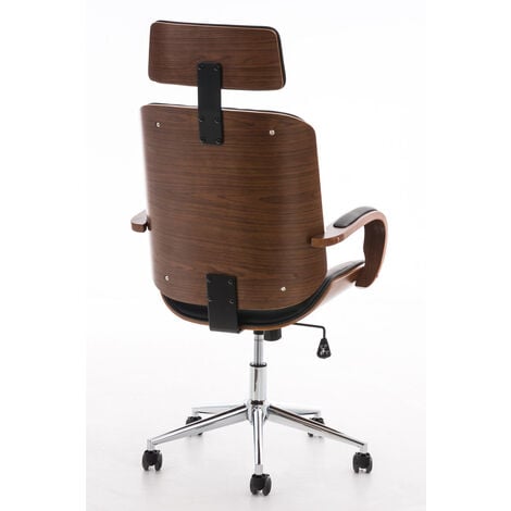 Chaise de bureau élégante en cuir écologique et chaise directionnelle moderne en bois diverses couleurs Couleur : Noix et noir