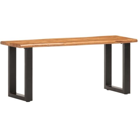 Vidaxl – Banc en bois d'acacia massif 110 cm – Style industriel – Pieds en acier – Banc d'entrée unique – Assemblage facile