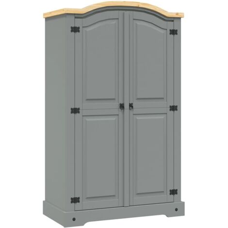 Vidaxl – Garde-robe en bois de pin massif 101x52x170 cm – 2 portes – Design mexicain Corona – Étagère supérieure et barre de penderie