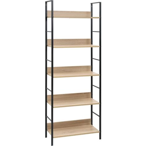 Vidaxl – Bibliothèque 5 niveaux chêne 60x27,6x158,5 cm – Structure en aggloméré et acier – Capacité 75 kg – Facile à nettoyer (1/6)