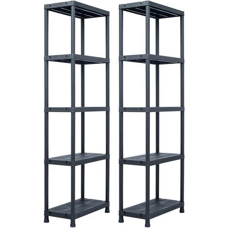 Étagères de rangement 2 pcs Noir 125 kg 60x30x180 cm Plastique vidaXL