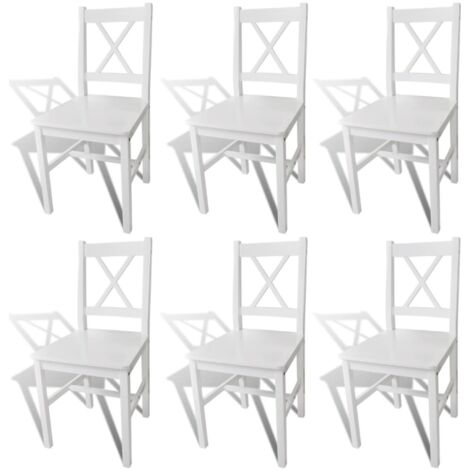 Vidaxl – Lot de 6 chaises scandinaves en pin massif blanc – Conception ergonomique – Hauteur d'assise 44,5 cm – Dimensions 41,5 x 45,5 x 85,5 cm