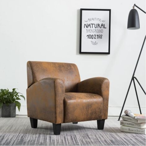 Vidaxl – Fauteuil relax marron similicuir daim 70x69x72 cm – Confort ergonomique avec coussin rembourré – Capacité 110 kg