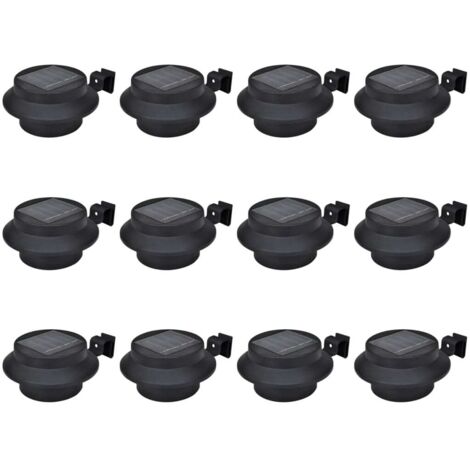 Vidaxl – Lot de 12 lampes solaires LED pour clôture – Plastique durable – Éclairage automatique au crépuscule – 3 LED de 0,2 W par lampe