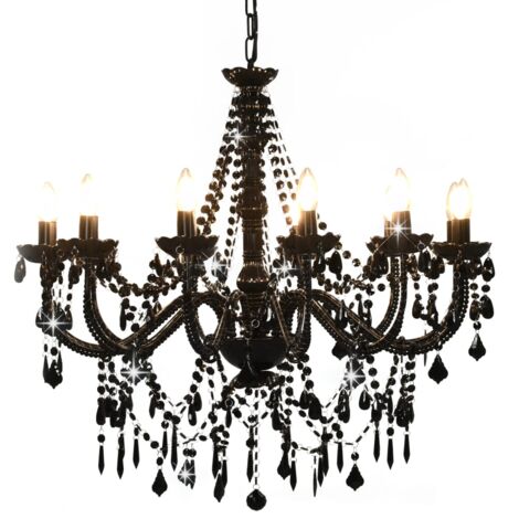 Vidaxl – Lustre noir avec perles acryliques – 12 ampoules E14 – Dimensions 80x75 cm – Installation facile avec matériel inclus - vidaXL42897