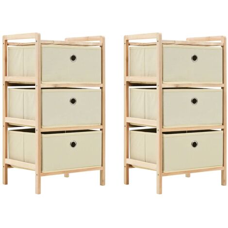Étagères de rangement avec 3 paniers en tissu 2 pcs beige cèdre vidaXL