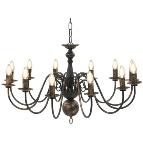 Vidaxl – Lustre noir antique 12 ampoules E14 – Métal 80 x 45 cm – Tension 230V – Ampoules non incluses – Pour décoration intérieure
