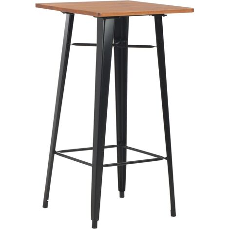 vidaXL Bar Table Black 60x60x108 cm Solid Pine Wood Steel (1/5)