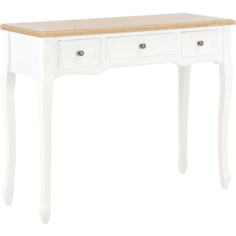 Vidaxl – Table console et coiffeuse 3 tiroirs – MDF et bois de pin – Dimensions 100 x 35 x 78 cm – Avec boutons en fer – Espace de rangement pratique