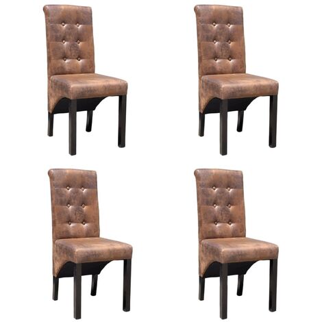 vidaXL Dining Chairs 4 pcs Brown Faux Leather (1/5)
