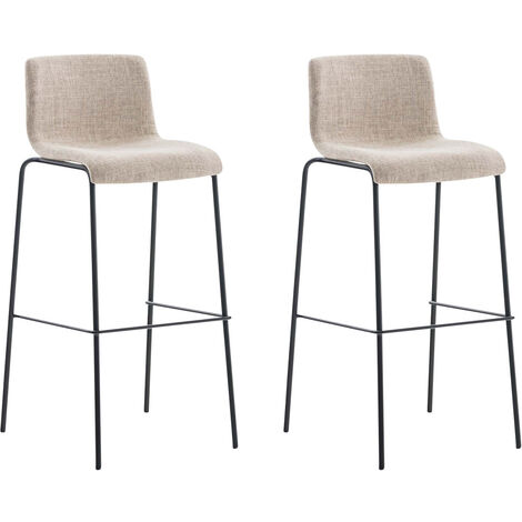 CLP – Lot de 2 tabourets de bar avec dossier ergonomique – Rembourrés en tissu 100% polyester – Hauteur 100 cm – Base en métal chromé