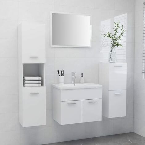 Ensemble meubles salle de bain suspendu XL - Gris foncé et blanc HARMONY