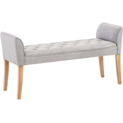 Banquette style Chersterfield Cleopatra en tissu Gris clair Antique clair
